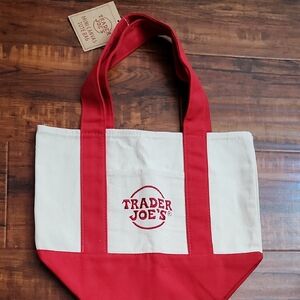 Trader Joe's Red and White Tote Bag